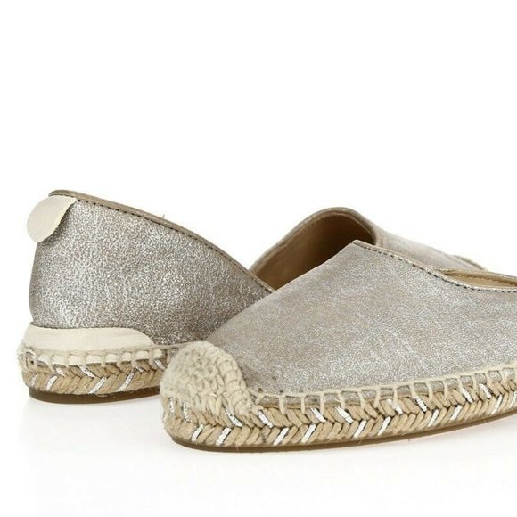 RAG & BONE Flats Espadrille Silver Shimmer Leather Slip on Shoe NEW NWOB πHPπ - Picture 5 of 16